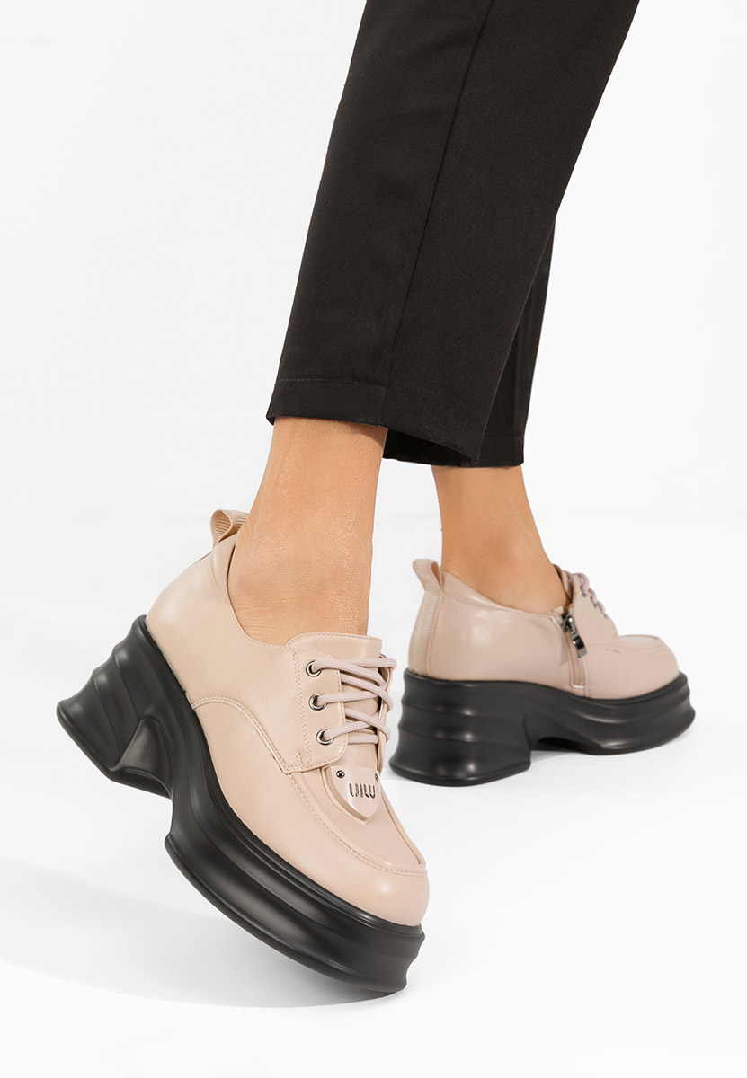 Loafers γυναικεια με τακουνι Adnana μπεζ