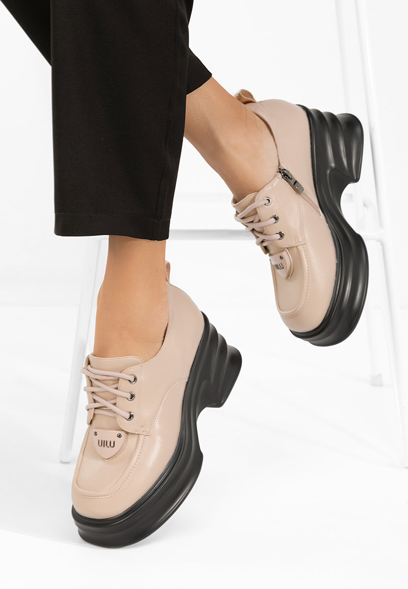 Loafers γυναικεια με τακουνι Adnana μπεζ