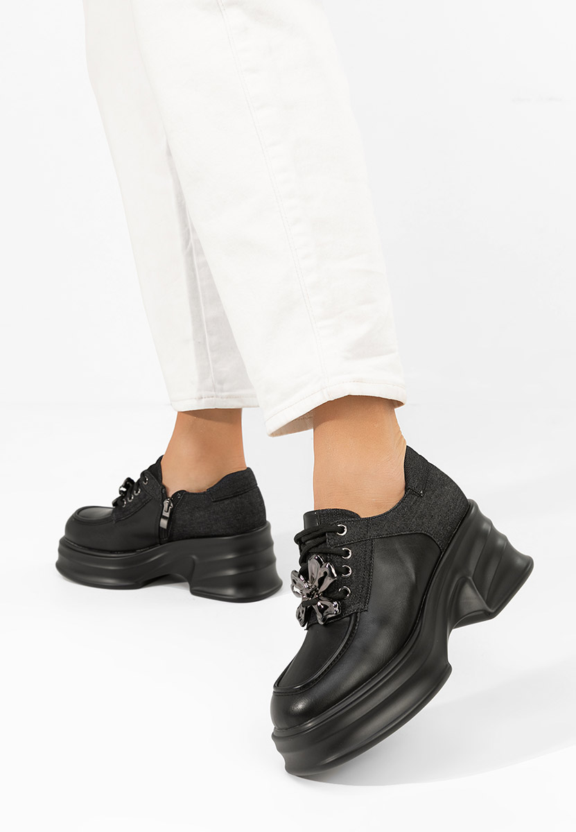 Loafers γυναικεια με τακουνι Manilla μαύρα