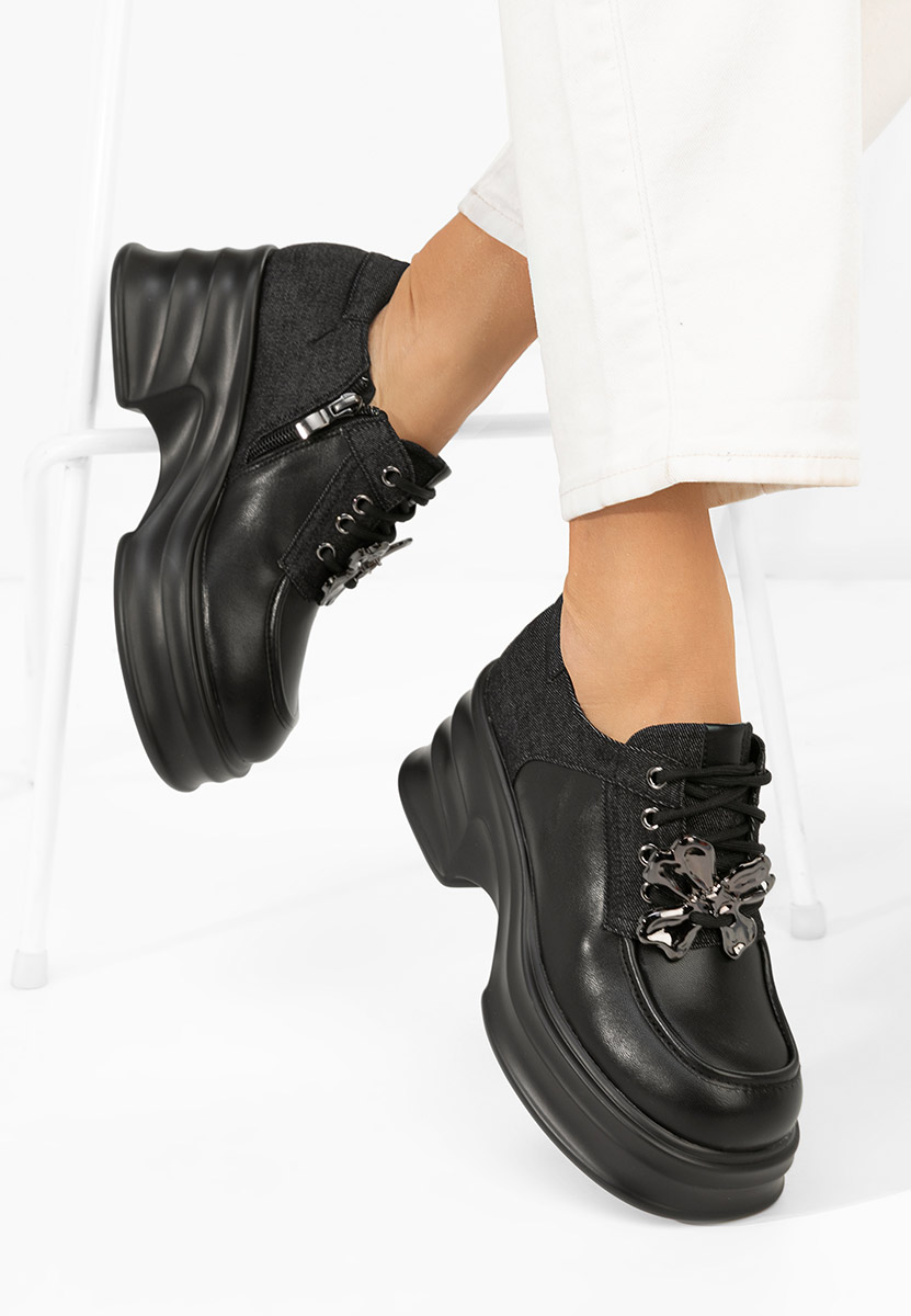 Loafers γυναικεια με τακουνι Manilla μαύρα