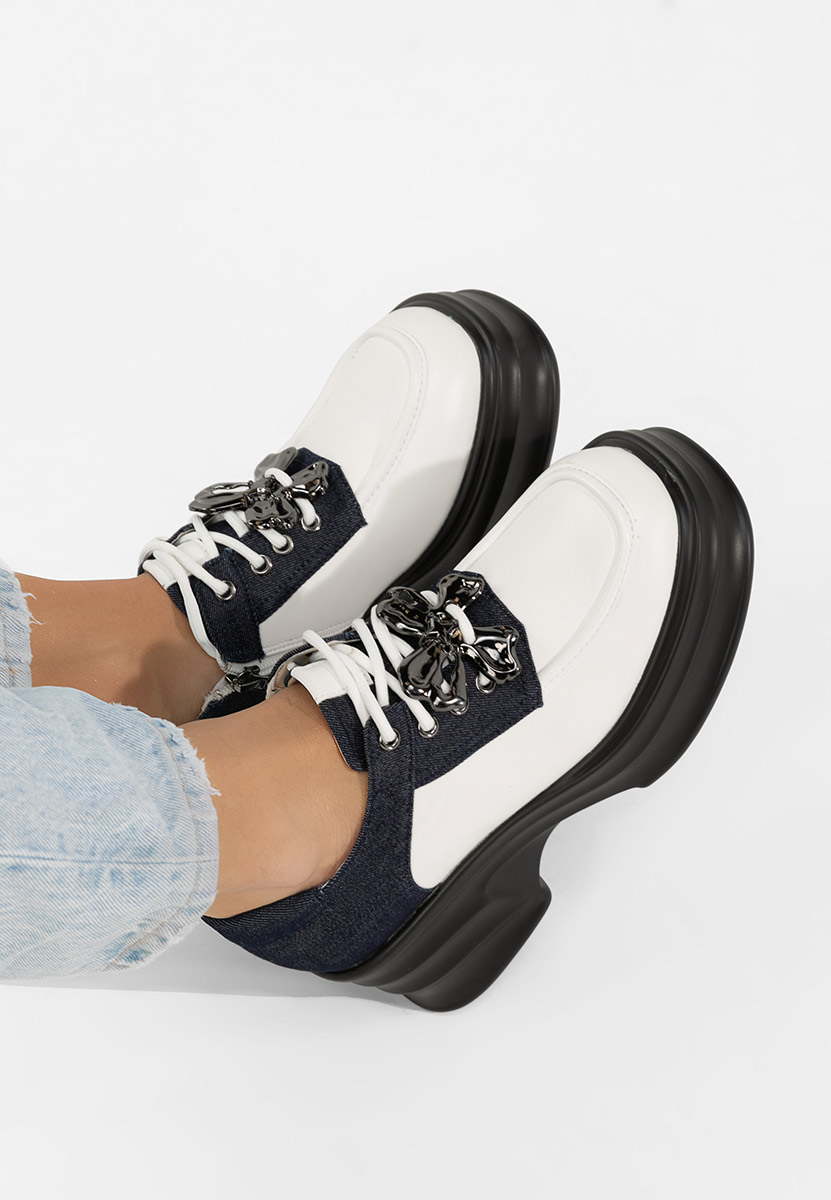 Loafers γυναικεια με τακουνι Manilla λευκά