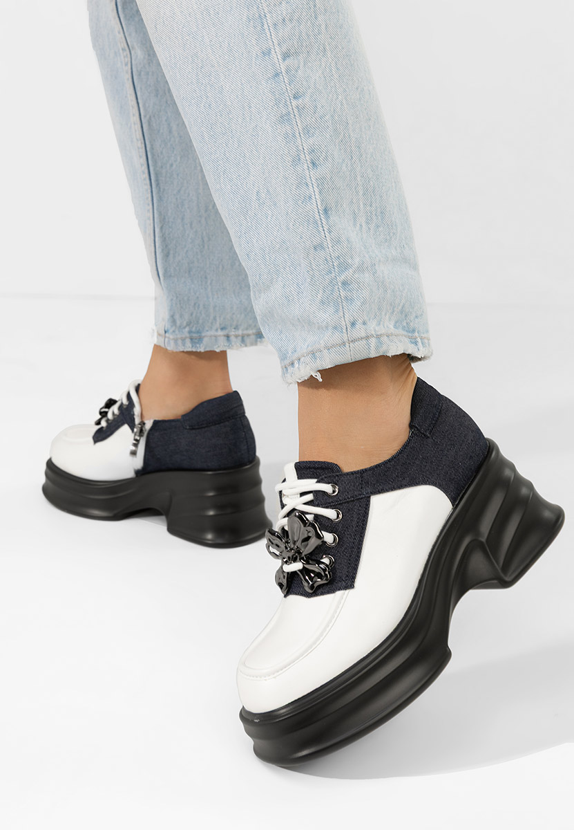 Loafers γυναικεια με τακουνι Manilla λευκά