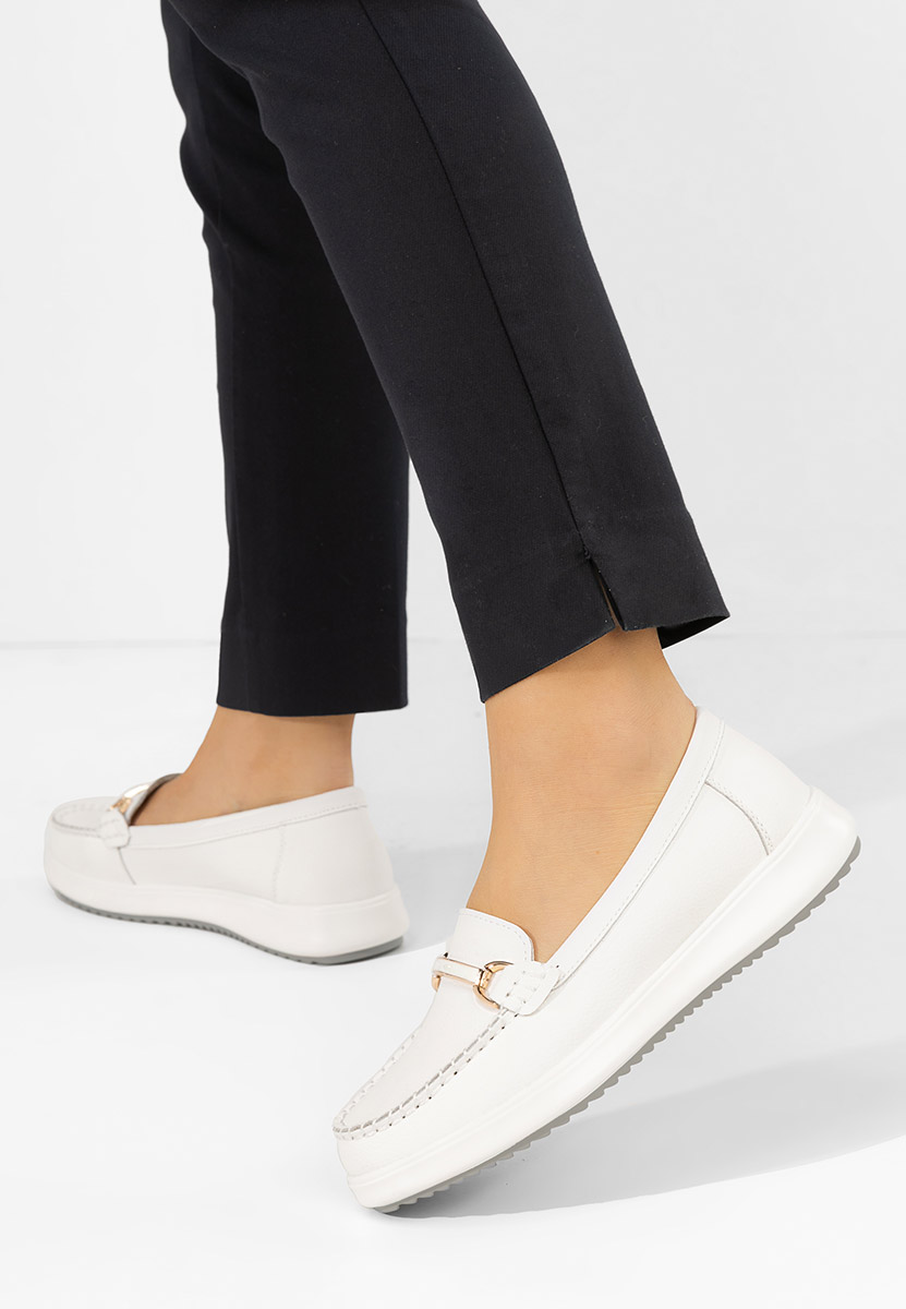 Μοκασίνια γυναικεια δερματινα Nessie λευκά