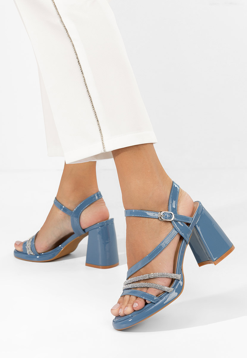 Πέδιλα με χοντρο τακουνι Bogdana μπλε