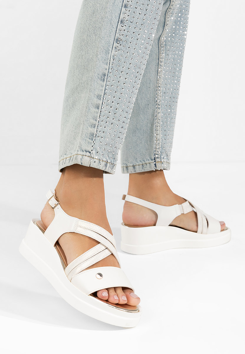 Πέδιλα πλατφόρμες Isuca λευκά