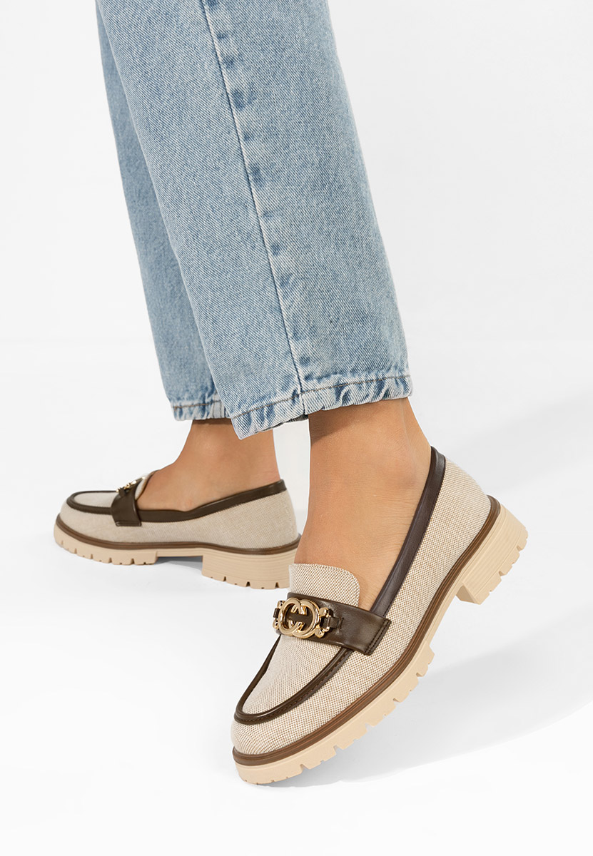 Μοκασίνια  γυναικεια Lenisia μπεζ