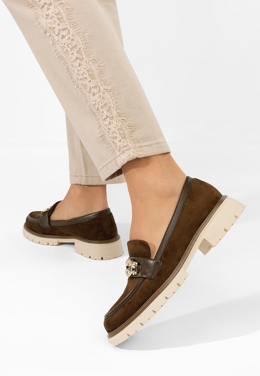 Μοκασίνια  γυναικεια Lenisia καφε