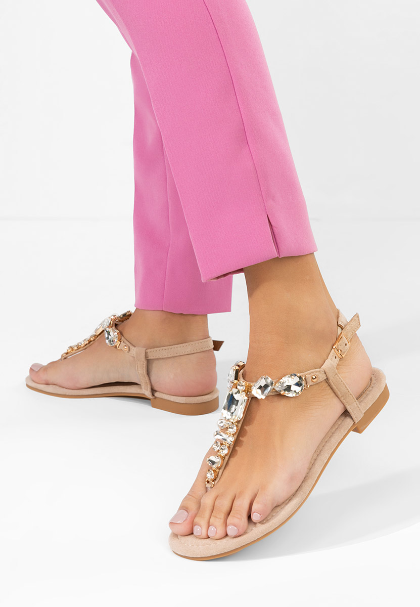 Πέδιλα με στρασ Kristelia μπεζ