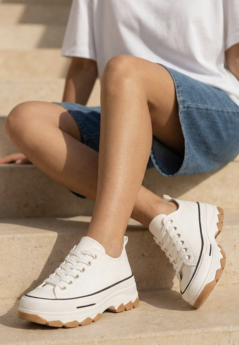 Γυναικεία πανινα πλατφόρμες Raviana V4 λευκά