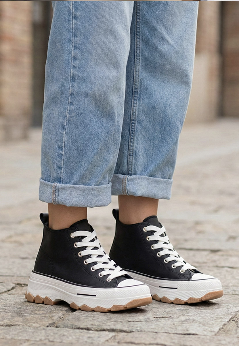 Γυναικεία πανινα πλατφόρμες Raviana V5 μαύρα