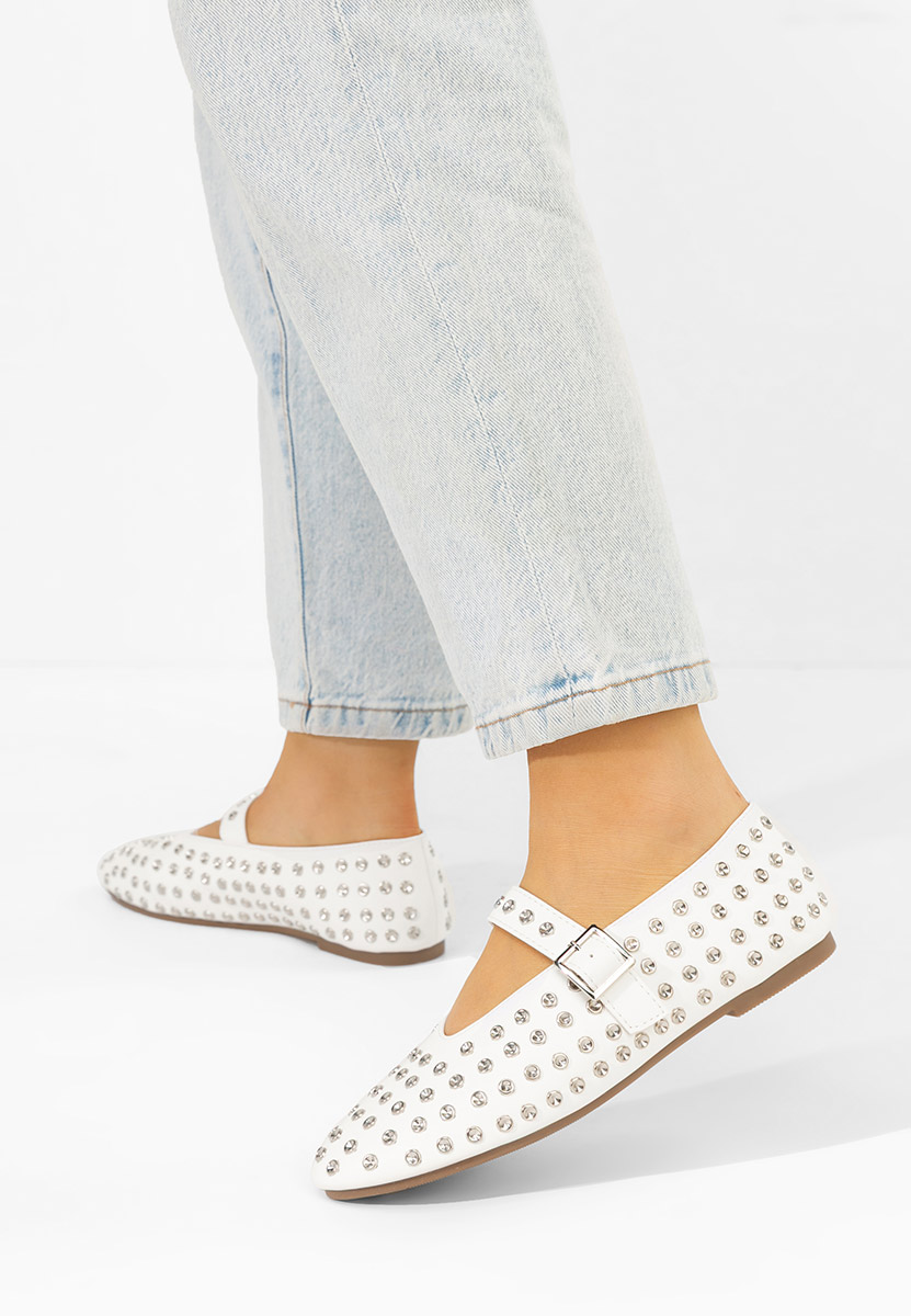 Μπαλαρίνεσ με λουράκι Karem λευκά