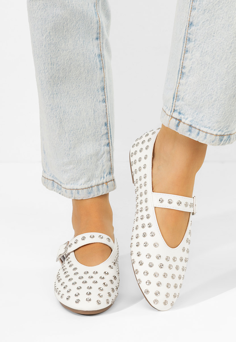 Μπαλαρίνεσ με λουράκι Karem λευκά