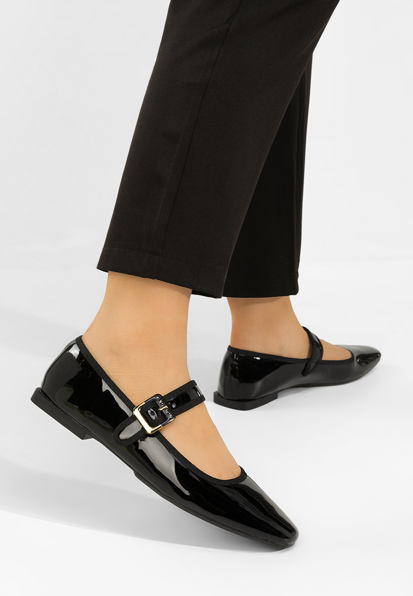 Μπαλαρίνεσ με λουράκι Saleia μαύρα