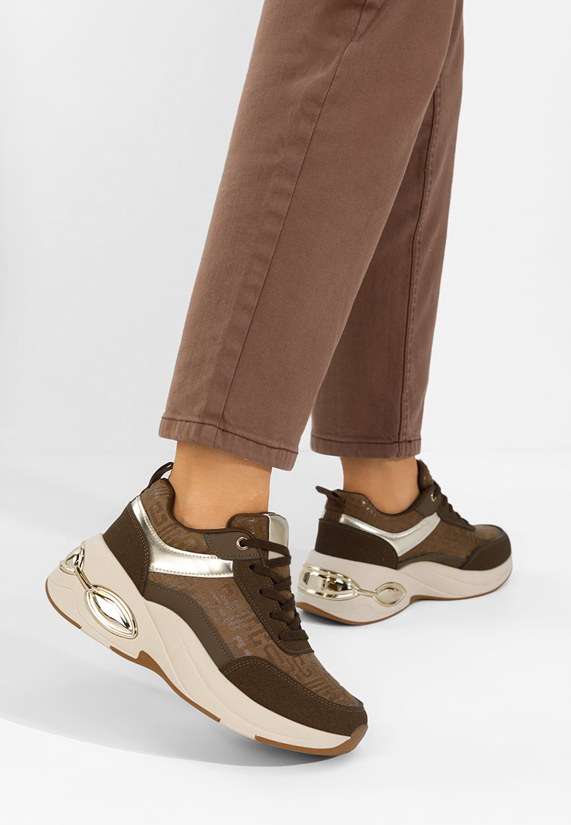 Sneakers με πλατφόρμα Nezela καφε