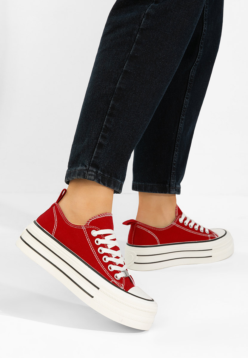 Γυναικεία πανινα πλατφόρμες Kimala κοκκινο