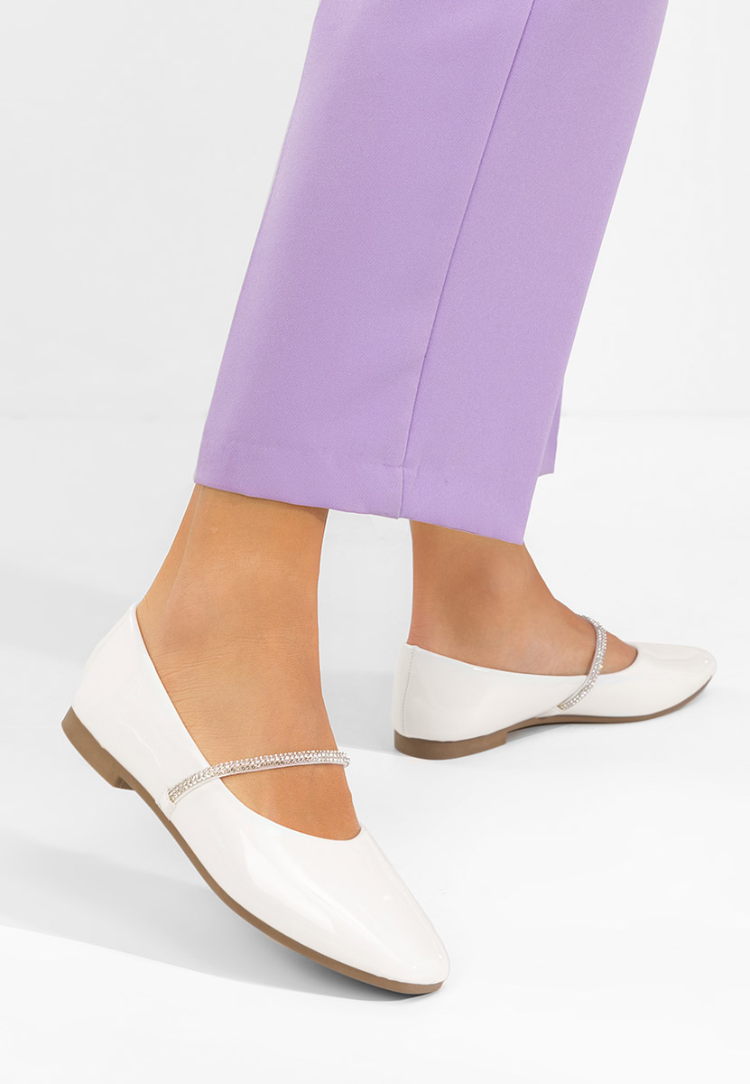 Μπαλαρίνεσ με λουράκι Elissea λευκά