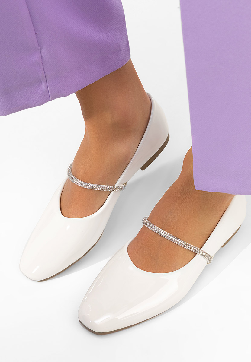 Μπαλαρίνεσ με λουράκι Elissea λευκά