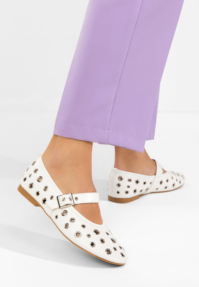 Μπαλαρίνεσ με λουράκι Fionia λευκά