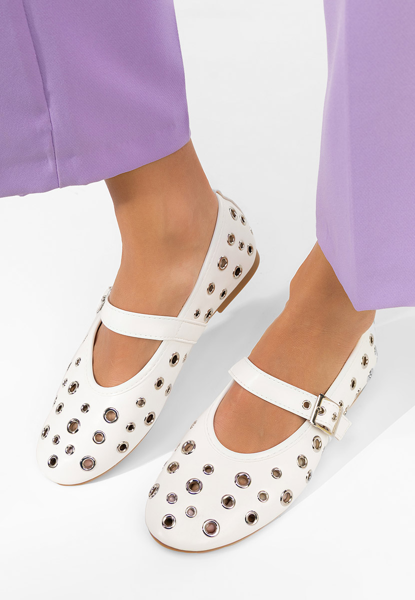 Μπαλαρίνεσ με λουράκι Fionia λευκά