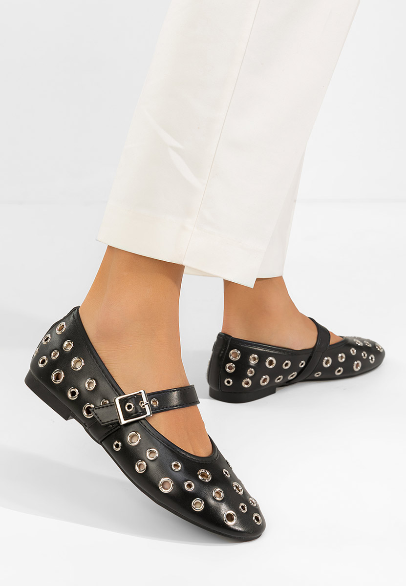 Μπαλαρίνεσ με λουράκι Fionia μαύρα