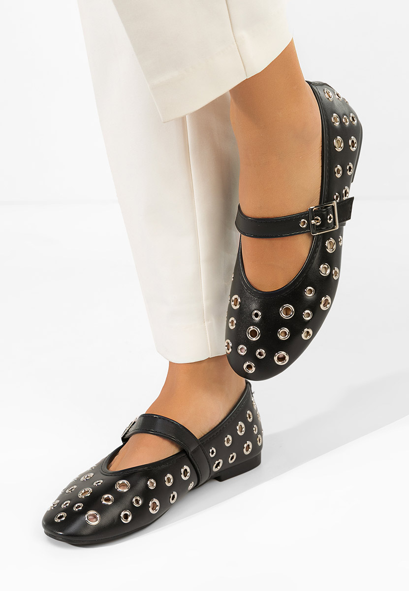 Μπαλαρίνεσ με λουράκι Fionia μαύρα