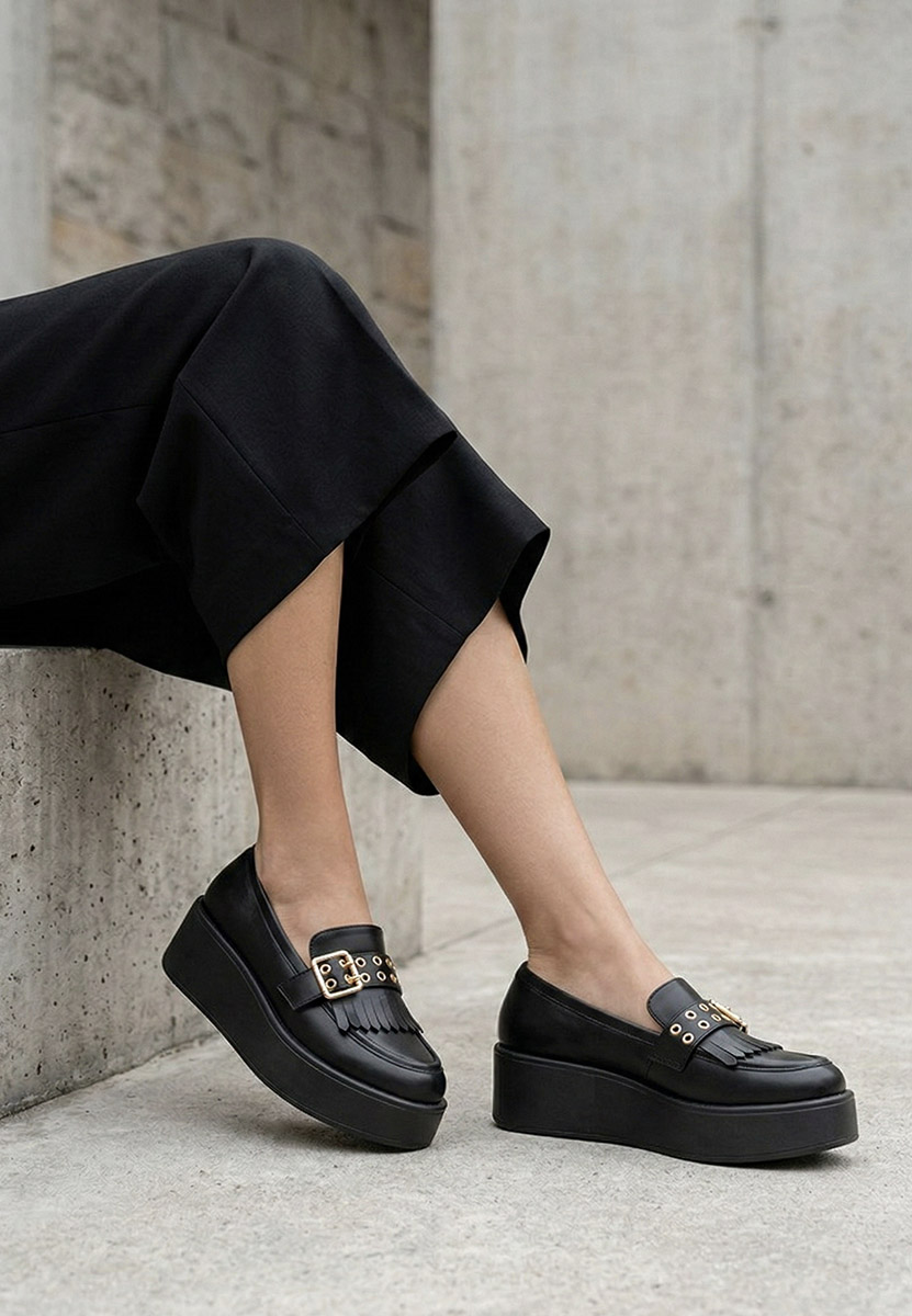 Μοκασίνια με πλατφόρμα Magie μαύρα