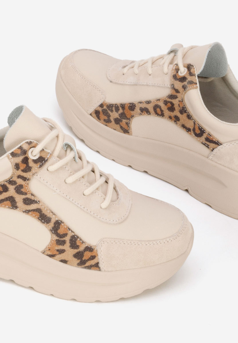 Sneakers γυναικεια δερματινα Arkania μπεζ