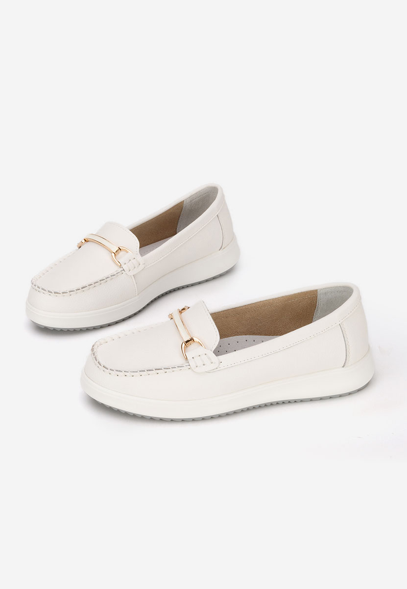 Μοκασίνια γυναικεια δερματινα Nessie λευκά