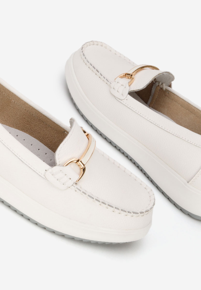 Μοκασίνια γυναικεια δερματινα Nessie λευκά