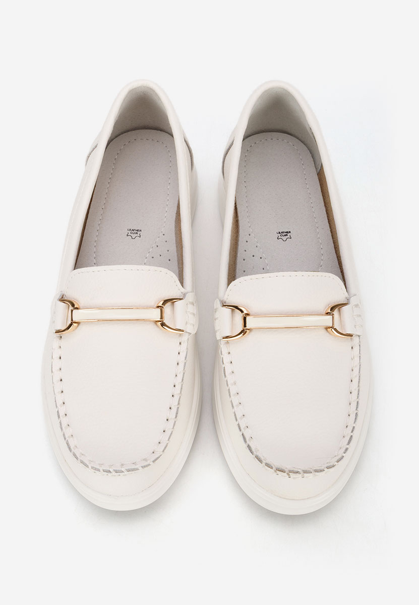 Μοκασίνια γυναικεια δερματινα Nessie λευκά