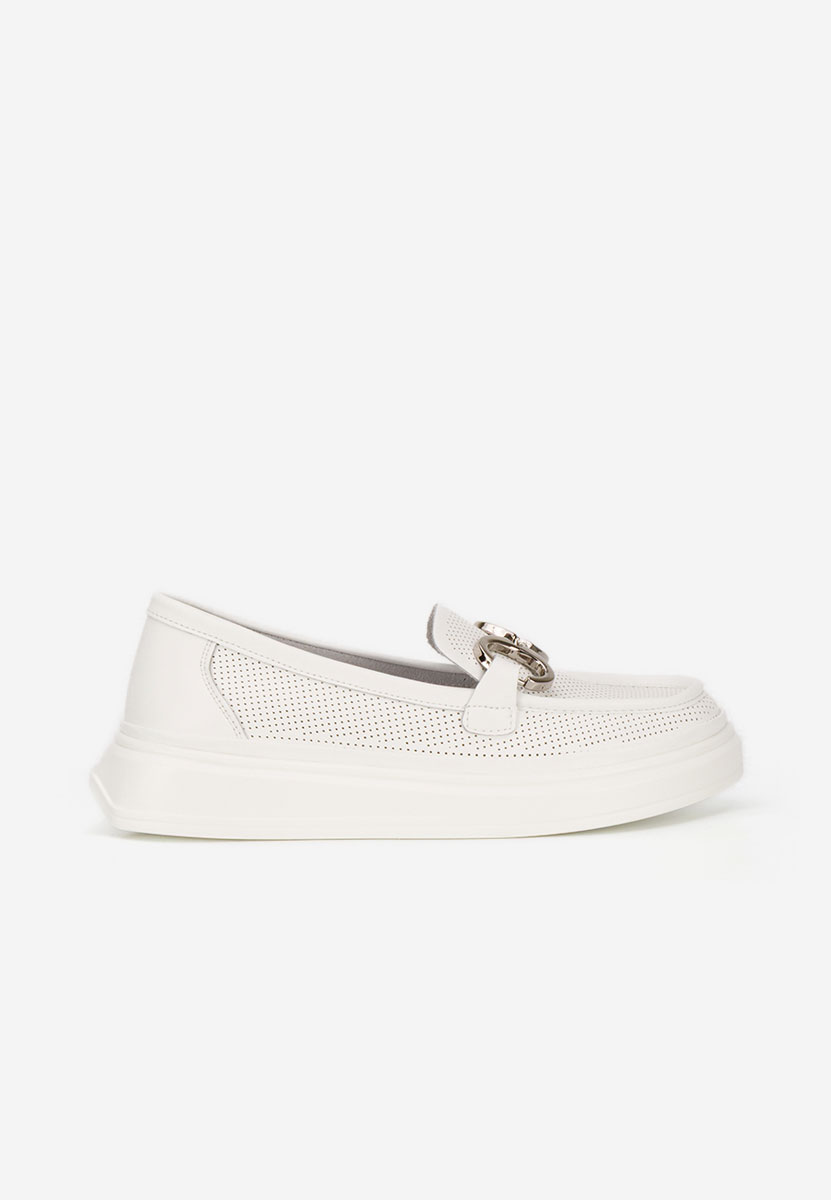 Μοκασίνια γυναικεια δερματινα Hermiona λευκά