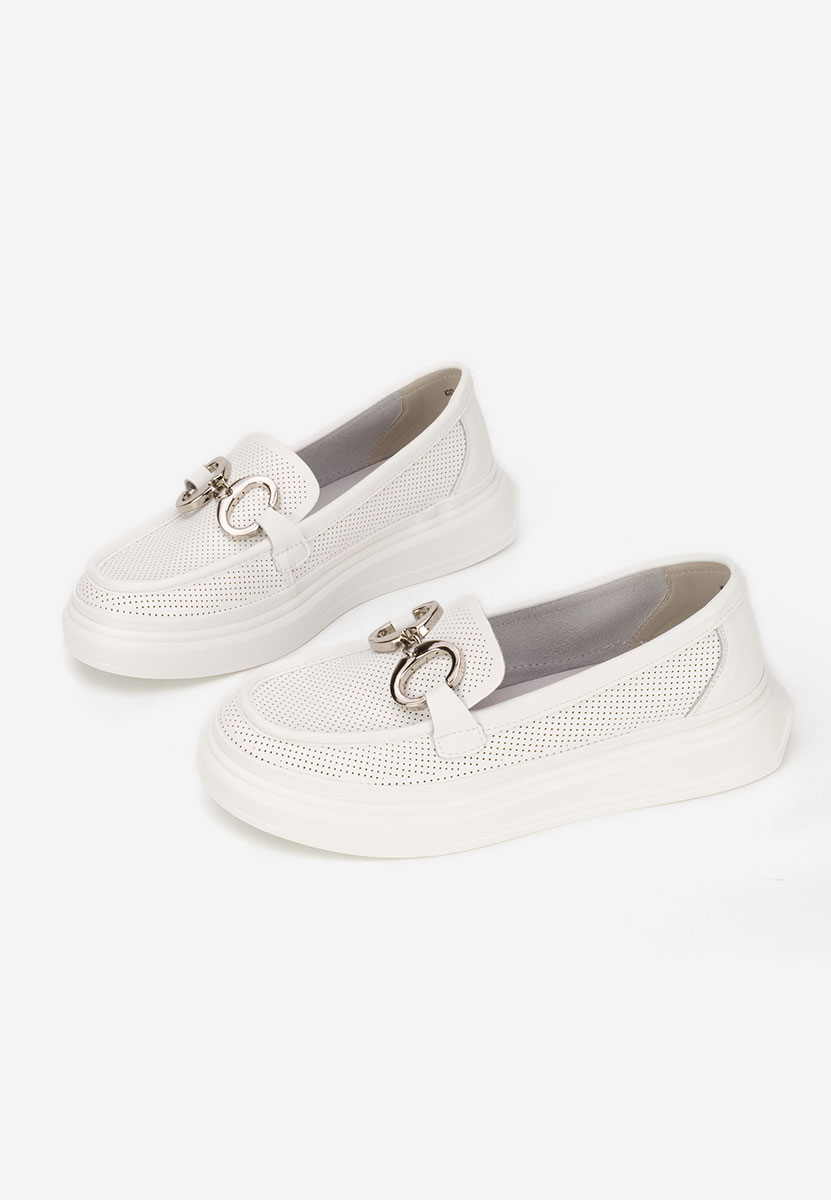 Μοκασίνια γυναικεια δερματινα Hermiona λευκά