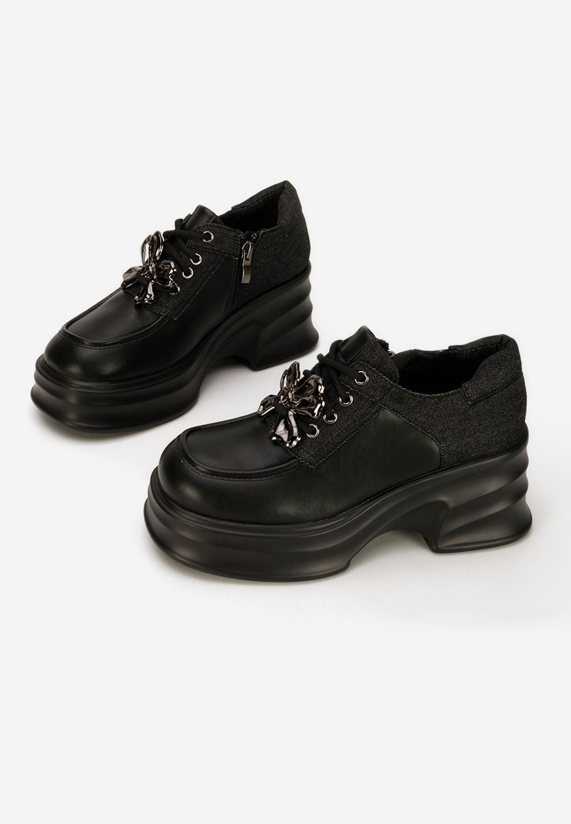 Loafers γυναικεια με τακουνι Manilla μαύρα