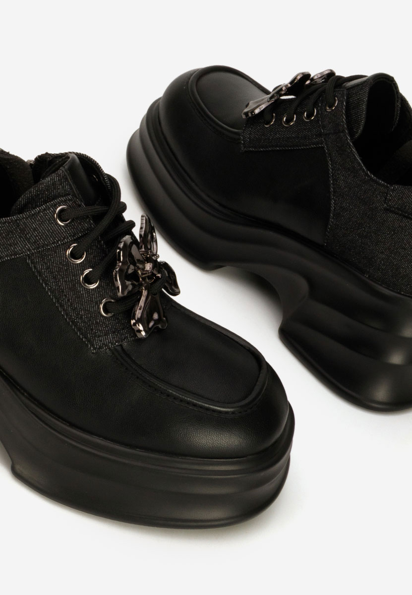 Loafers γυναικεια με τακουνι Manilla μαύρα