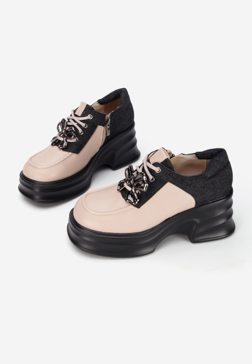 Loafers γυναικεια με τακουνι Manilla μπεζ