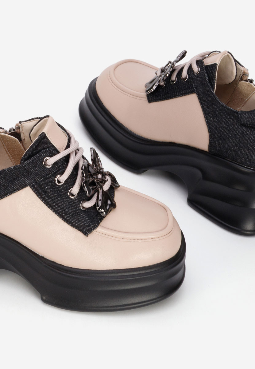 Loafers γυναικεια με τακουνι Manilla μπεζ