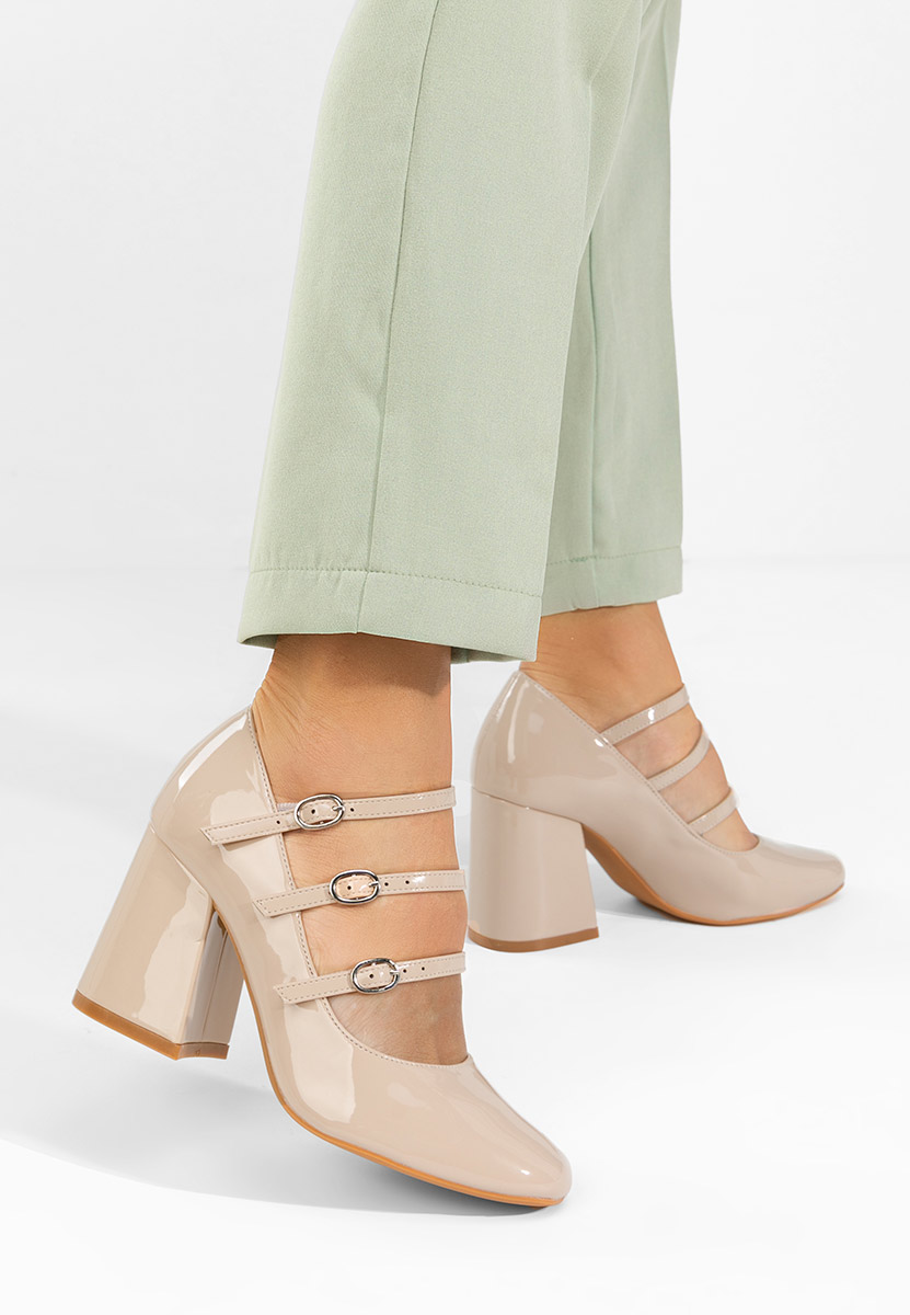 Γόβες λουστρίνι Genina μπεζ