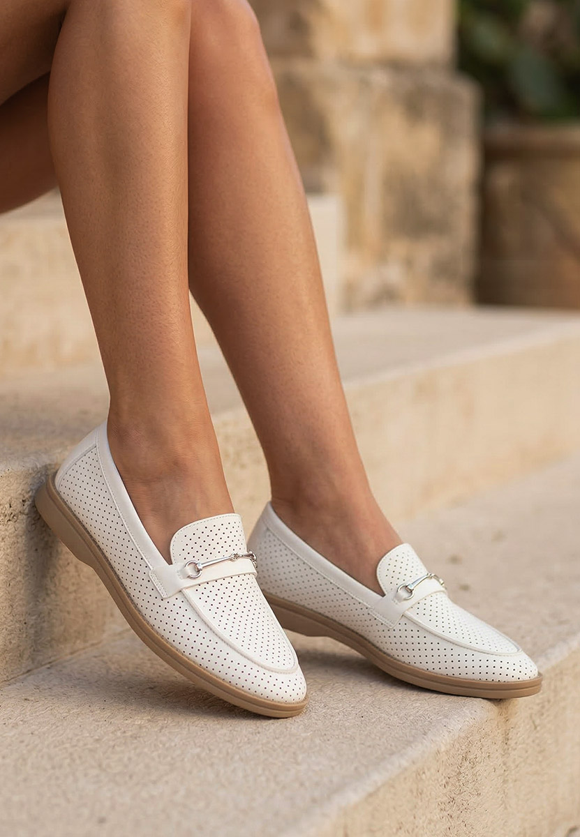 Μοκασίνια  γυναικεια Morvana V2 λευκά