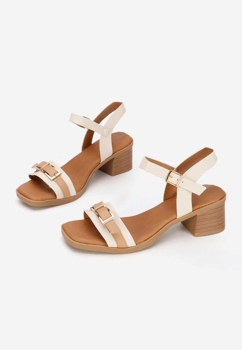 Πέδιλα με χοντρο τακουνι Iustinia μπεζ