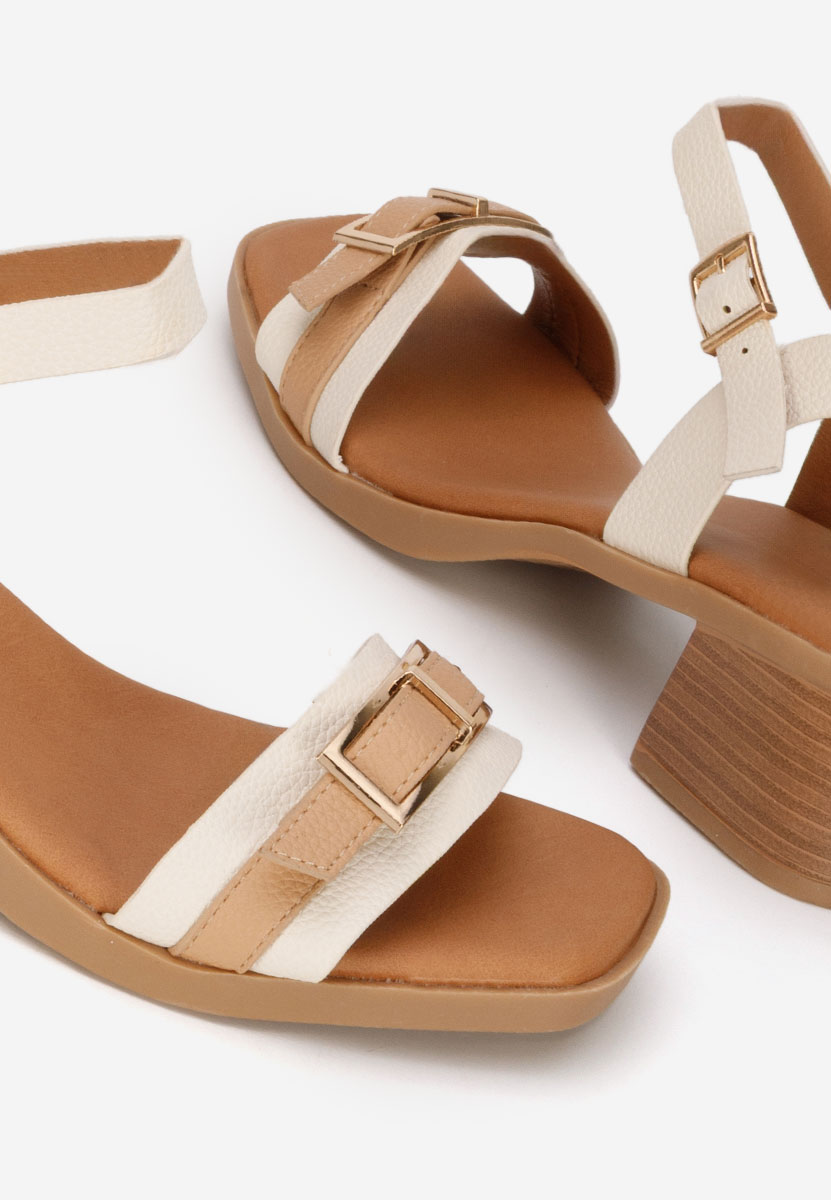 Πέδιλα με χοντρο τακουνι Iustinia μπεζ