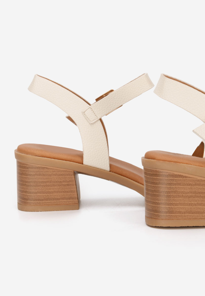 Πέδιλα με χοντρο τακουνι Iustinia μπεζ