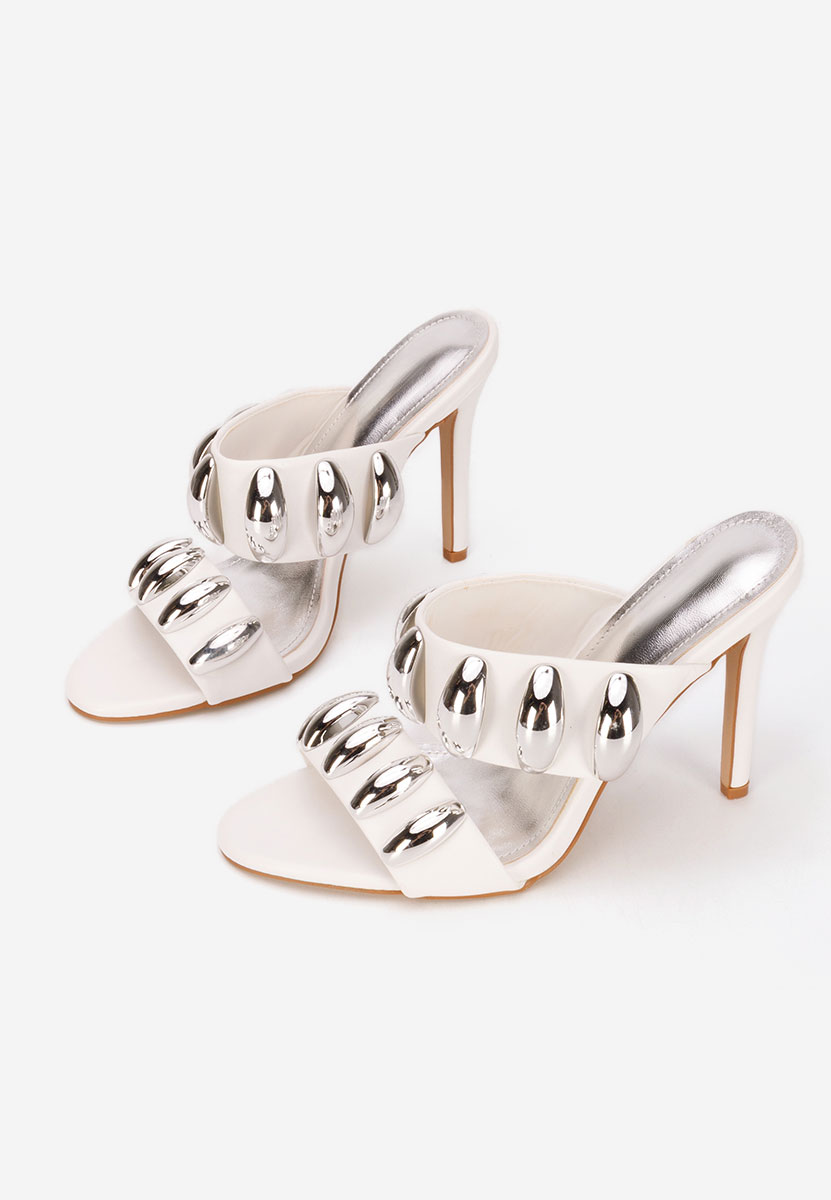 Mule με τακούνι Alesya λευκά