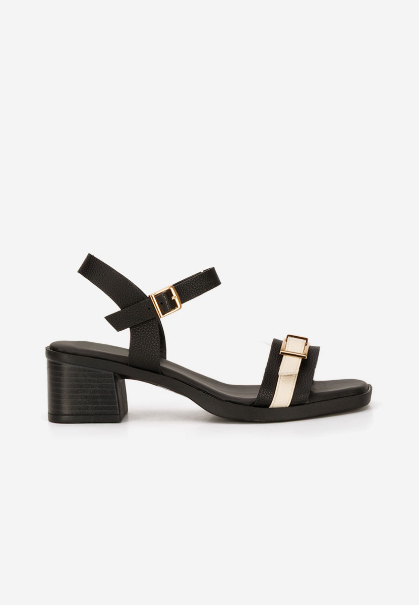 Πέδιλα με χοντρο τακουνι Iustinia Μαύρα