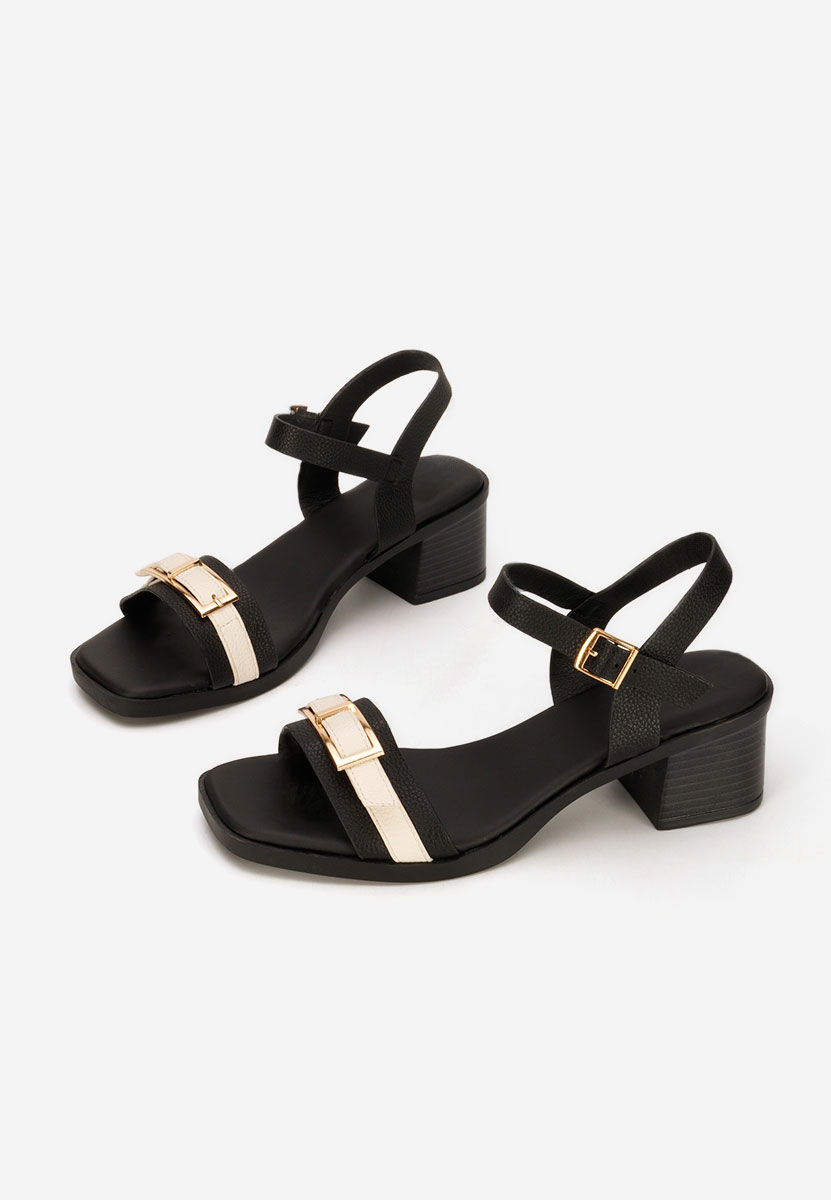 Πέδιλα με χοντρο τακουνι Iustinia Μαύρα