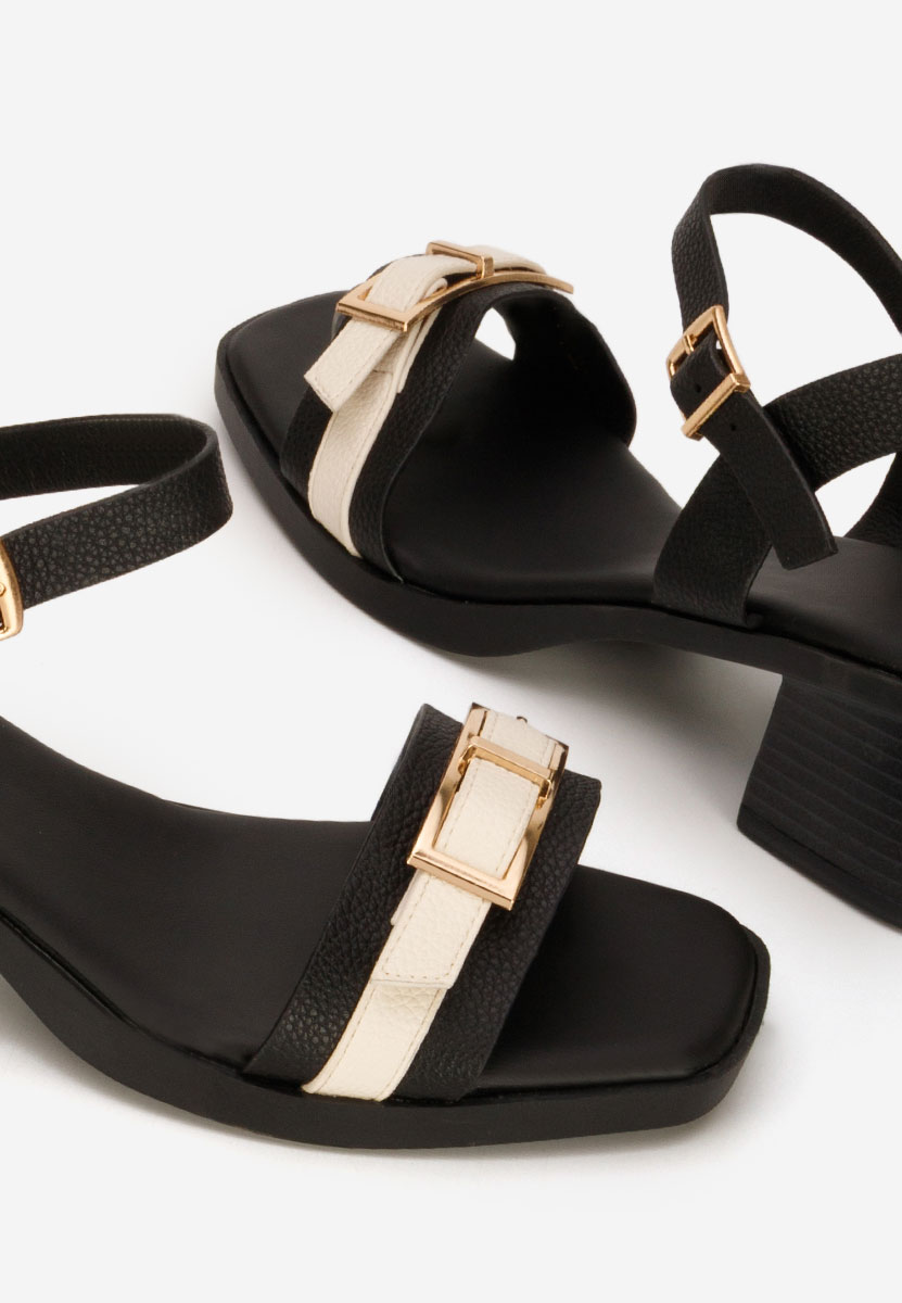 Πέδιλα με χοντρο τακουνι Iustinia Μαύρα