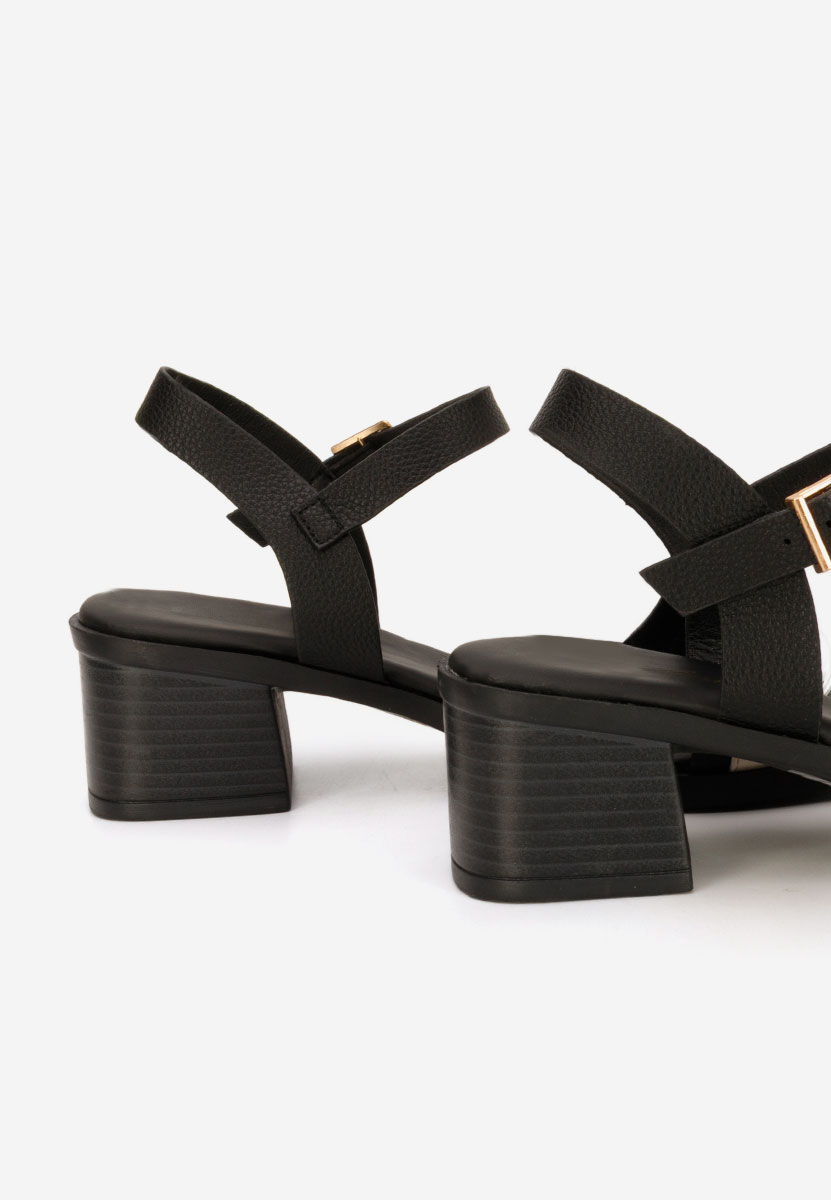 Πέδιλα με χοντρο τακουνι Iustinia Μαύρα