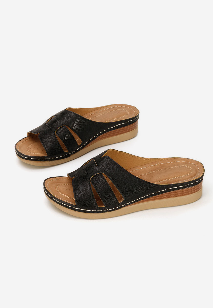 Παντόφλες με πλατφόρμα Marhta μαύρα