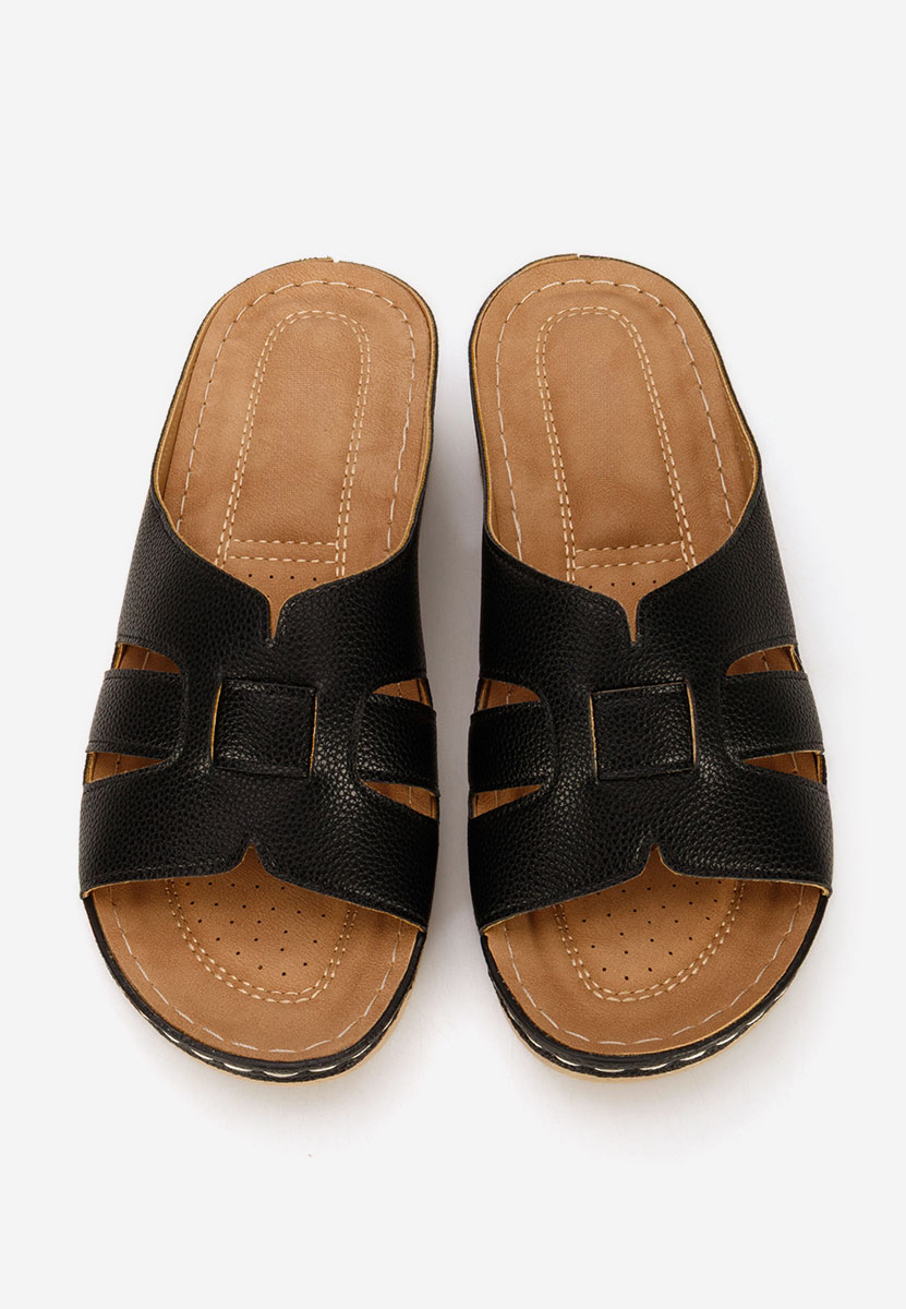 Παντόφλες με πλατφόρμα Marhta μαύρα