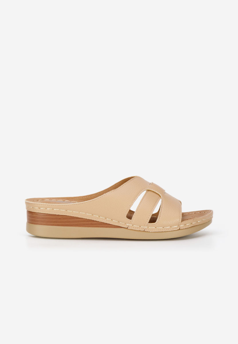 Παντόφλες με πλατφόρμα Marhta μπεζ