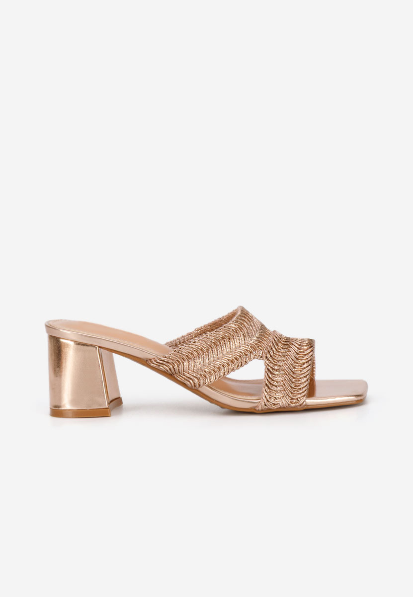 Mules με χοντρο τακουνι Nely champagne